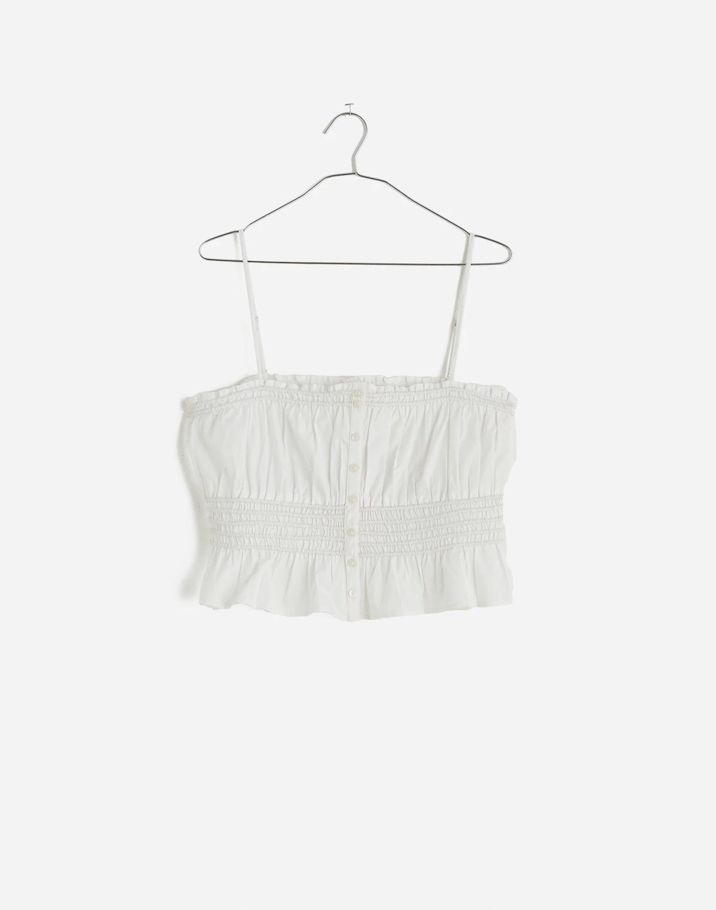 Smocked Button-Front Top in Poplin Product Image