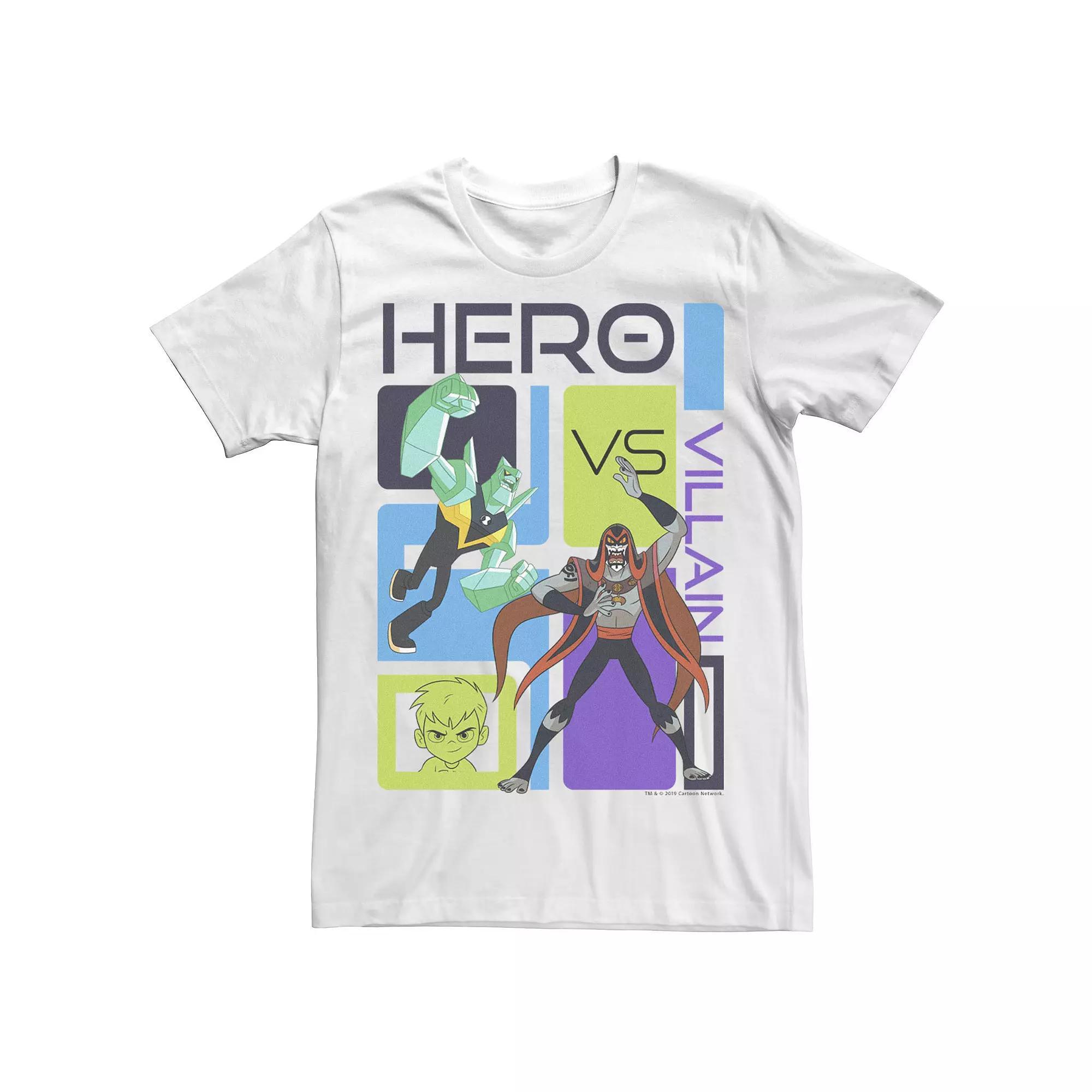 Men's Ben 10 Hero VS Villain Panel Grid Graphic Tee, Size: Small, White Product Image