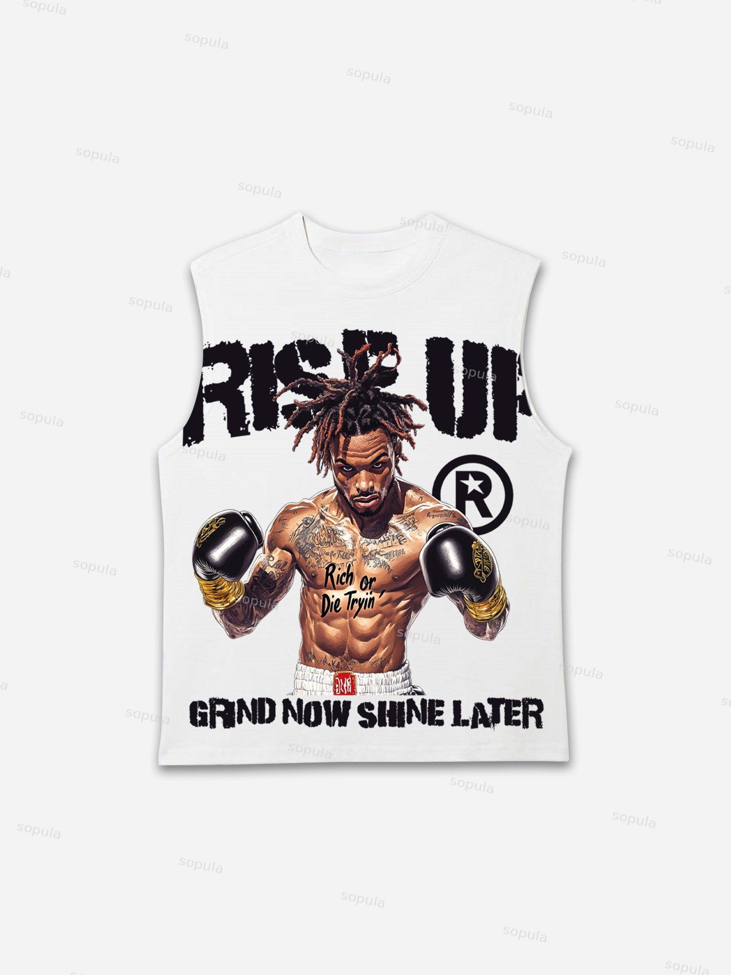 Rise Up Street Boxer Retro Graphic Tank Top Product Image