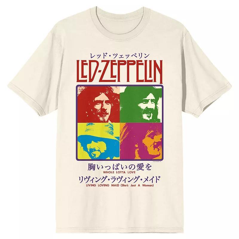 Men's Led Zeppelin Colorful Portraits Japanese Graphic Tee, Size: XL, Beige Product Image