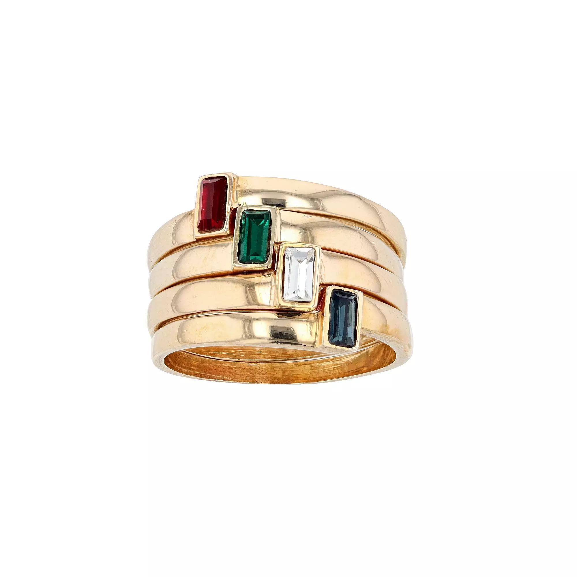 Traditions Jewelry Company 18K Gold Plated Stackable 4-Ring Set, Womens Multi Product Image