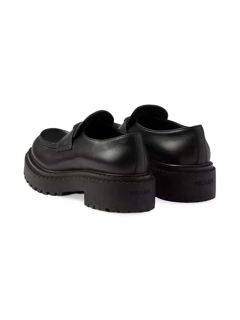 Prada Mens Double Chocolate Leather Loafers Product Image