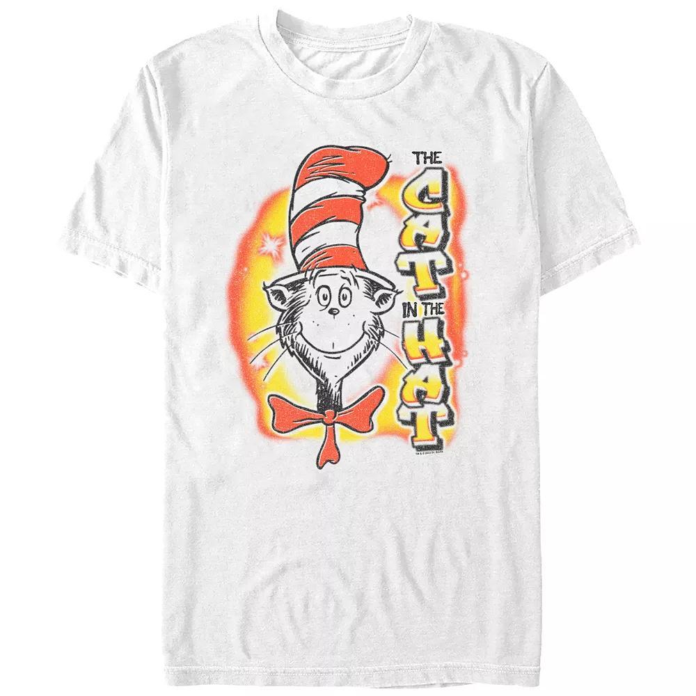 Men's Dr. Seuss The Cat In The Hat Airbrush Graphic Tee, Size: Small, White Product Image