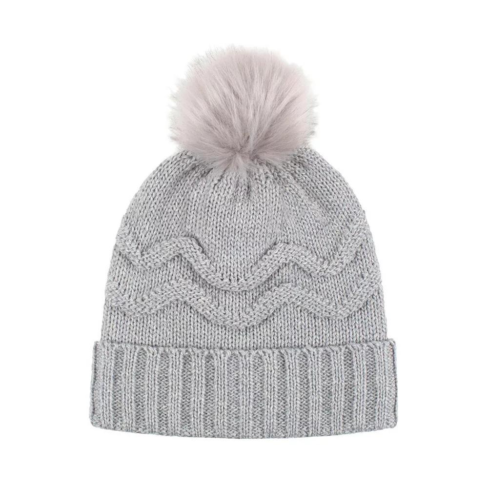 Women's Heat Holders Heatweaver Textured Pom Pom Hat, Cloud Gray Product Image