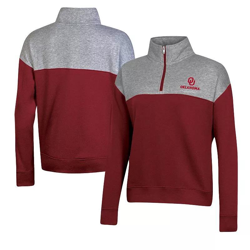 Women's Champion Crimson Oklahoma Sooners Color-Blocked Quarter-Zip Sweatshirt, Size: Large, Red Product Image