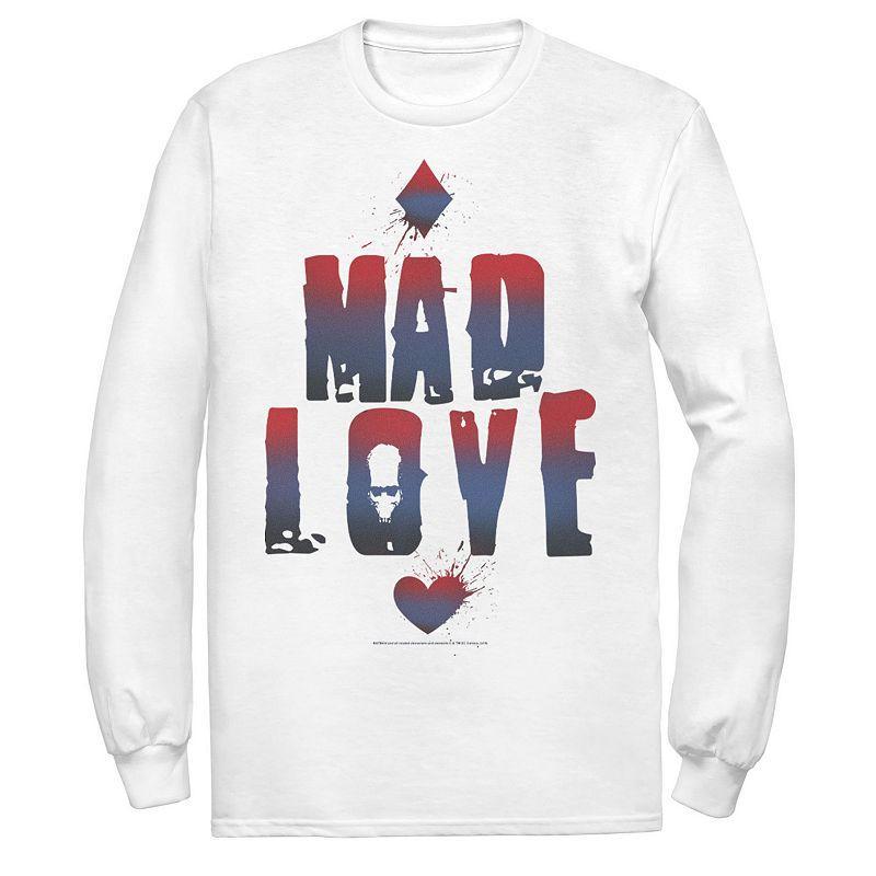 Mens DC Comics Batman Harley Quinn And Joker Mad Love Text Tee, Men's, Size: Small, White Product Image