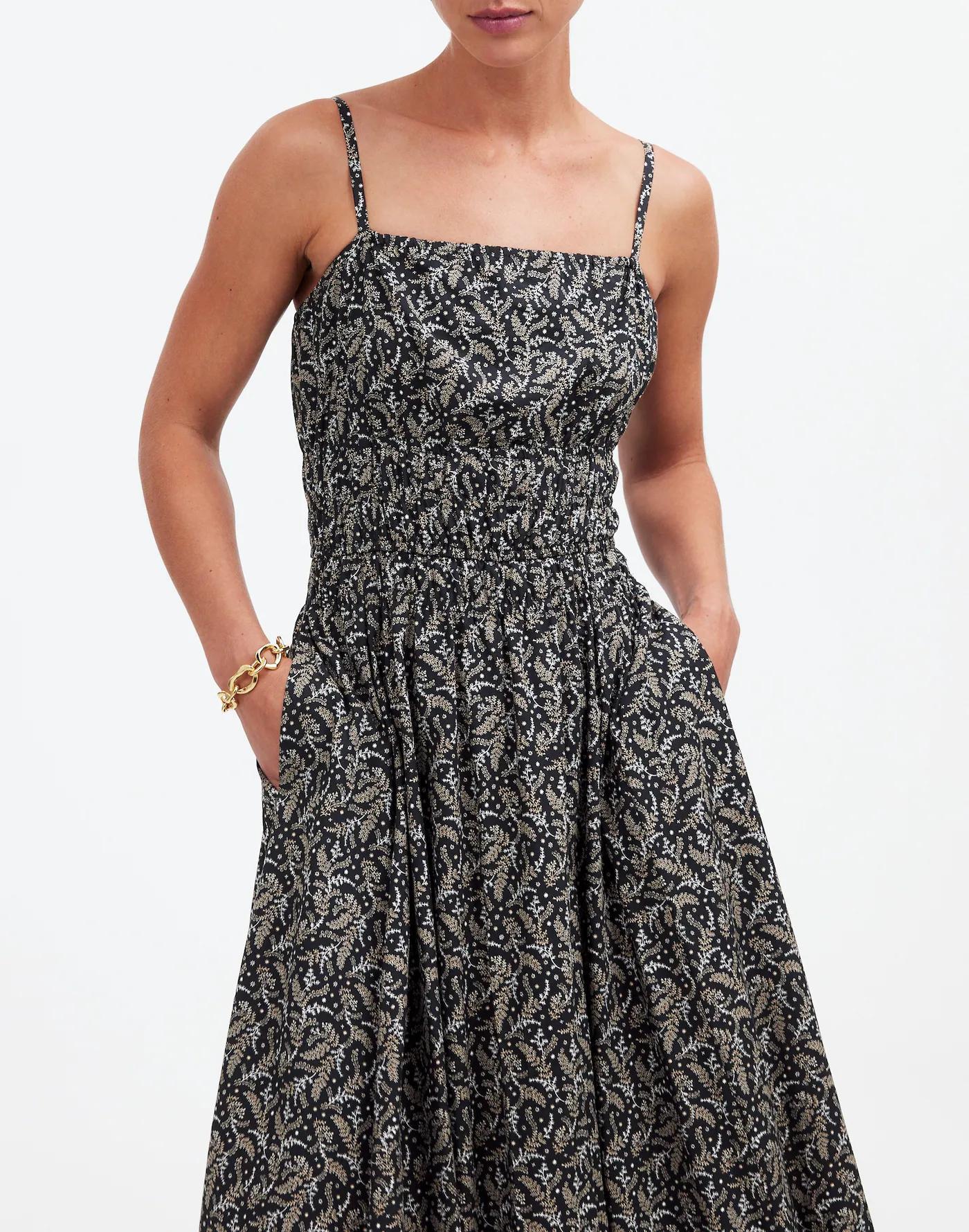 Sleeveless Bubble-Hem Midi Dress in Floral Product Image