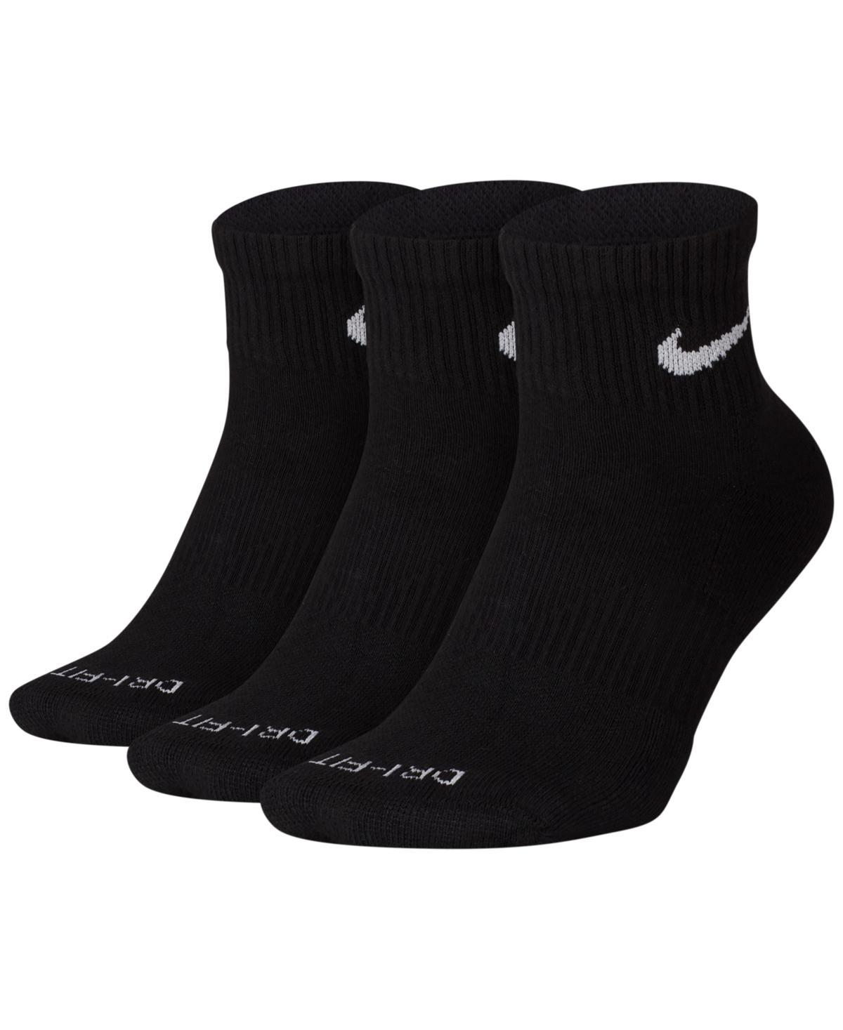Nike Mens Nike 3 Pack Dri-FIT Plus Quarter Socks - Mens Black/White Product Image