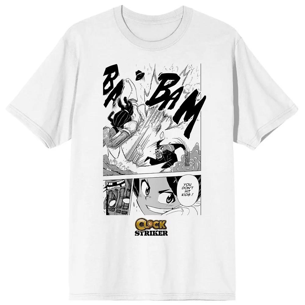 Men's Clock Striker Punch Manga Page Graphic Tee, Size: XL, White Product Image