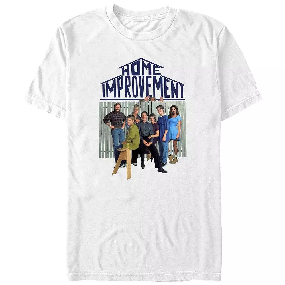 Men's Home Improvement Family Fence Portrait Graphic Tee, Size: Large, White Product Image
