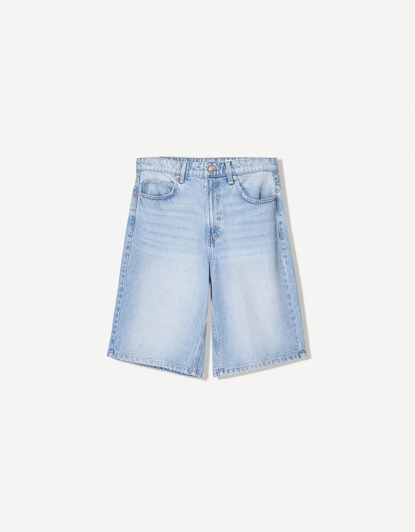 Baggy denim Bermuda shorts Product Image