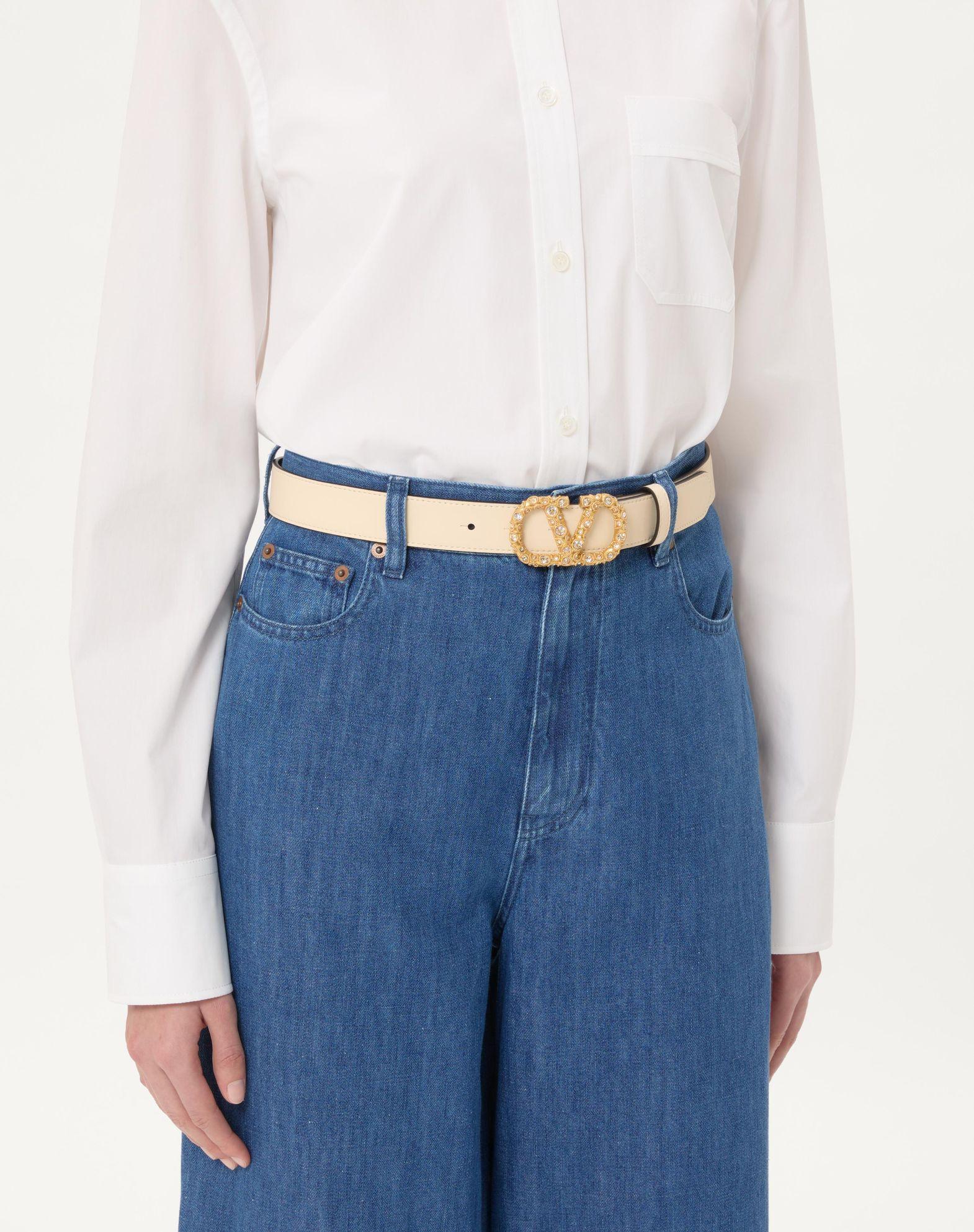 Vlogo Signature Belt In Shiny Calfskin With Crystals 30 Mm Product Image