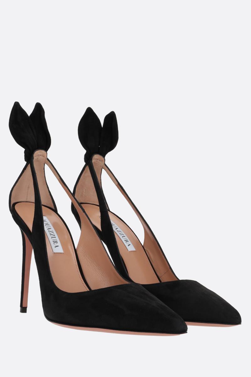 AQUAZZURA Bow Tie 105mm Velvet Pumps In Black Product Image