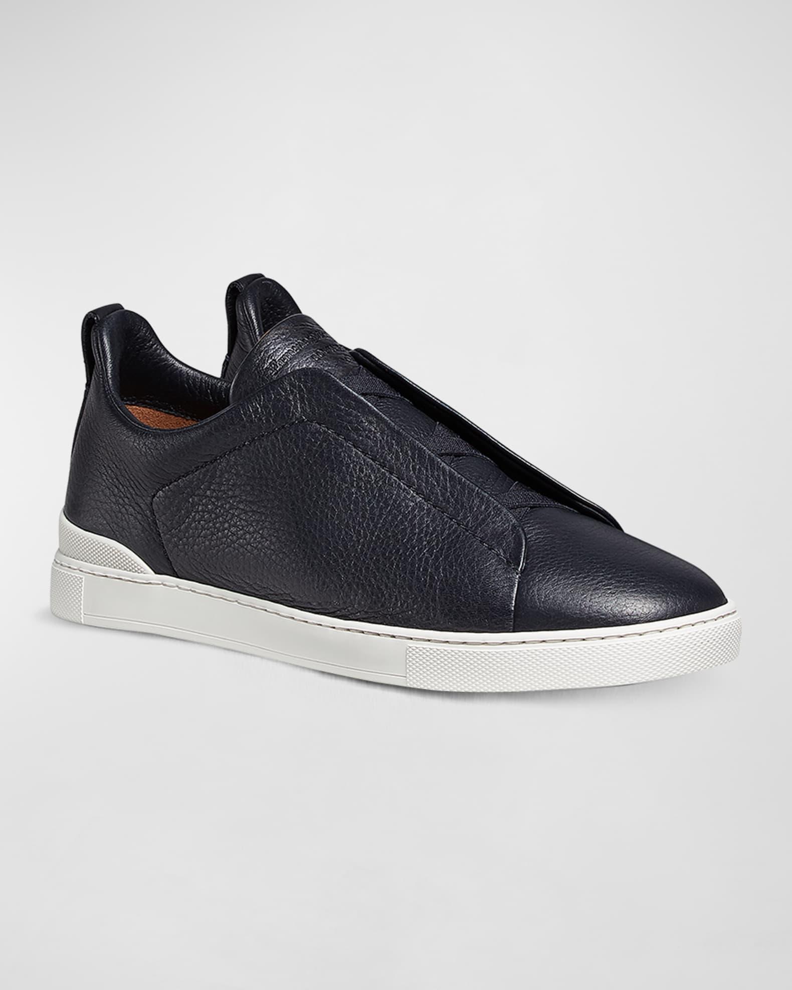 Men's Triple Stitch Deerskin Leather Sneakers Product Image