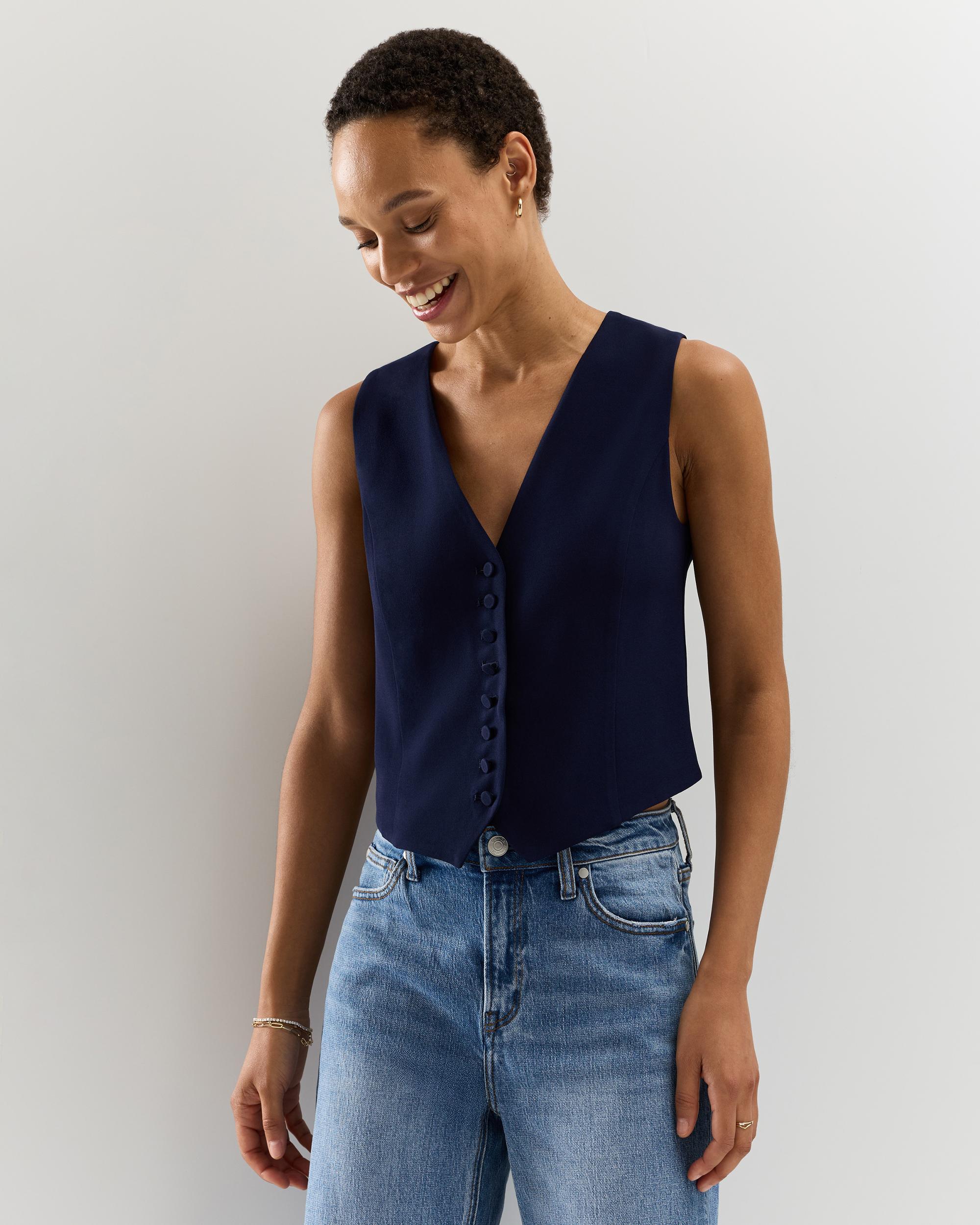 Quince | Women's Fluid Crepe Vest Recycled Polyester Product Image