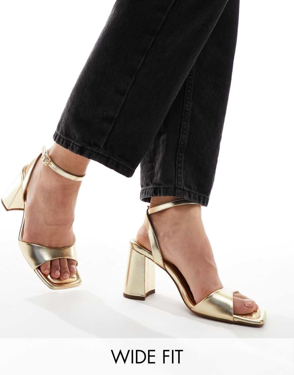 ASOS DESIGN Wide Fit Hotel barely there block heeled sandals Product Image
