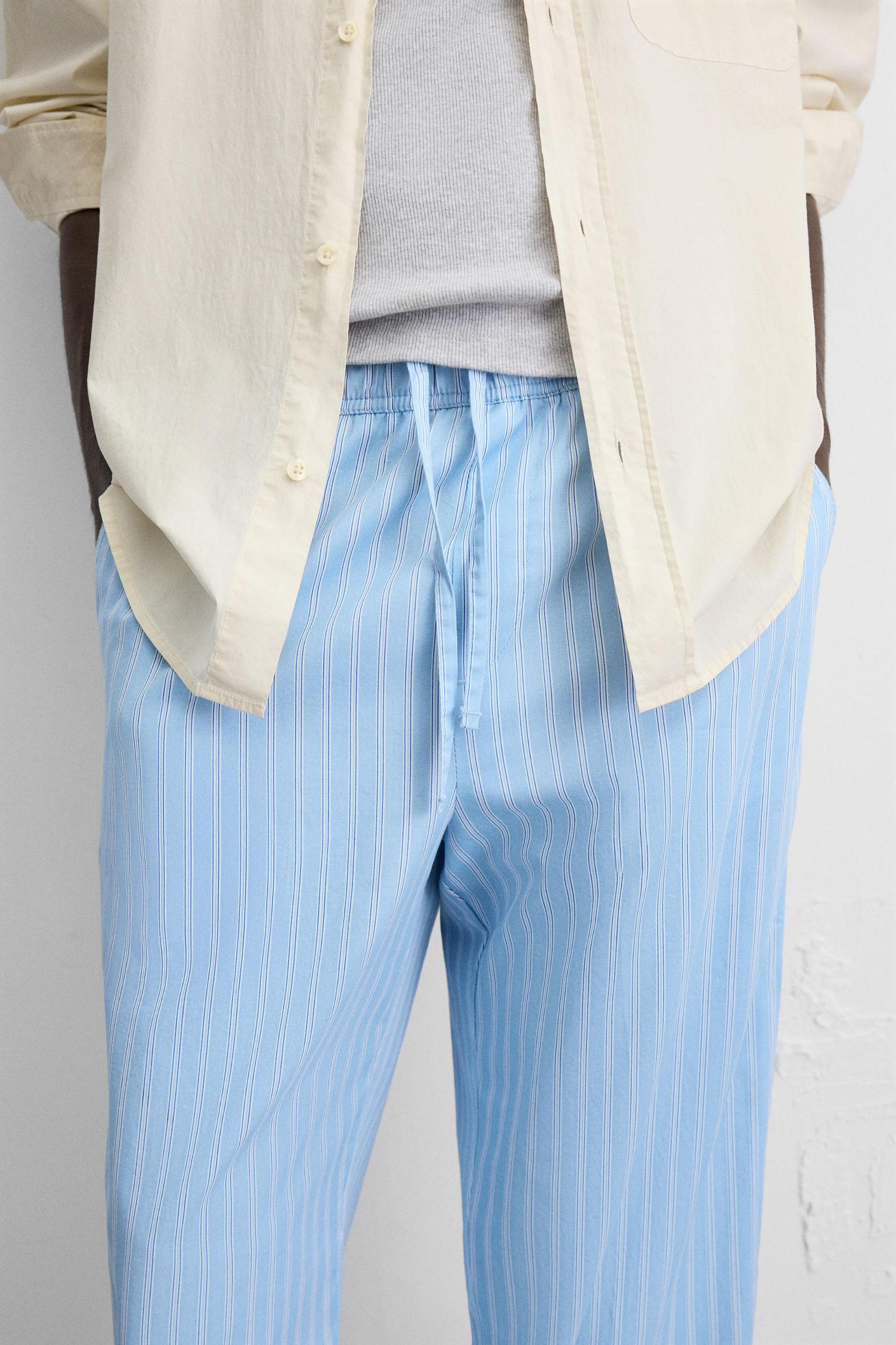 STRIPED TEXTURED PANTS Product Image