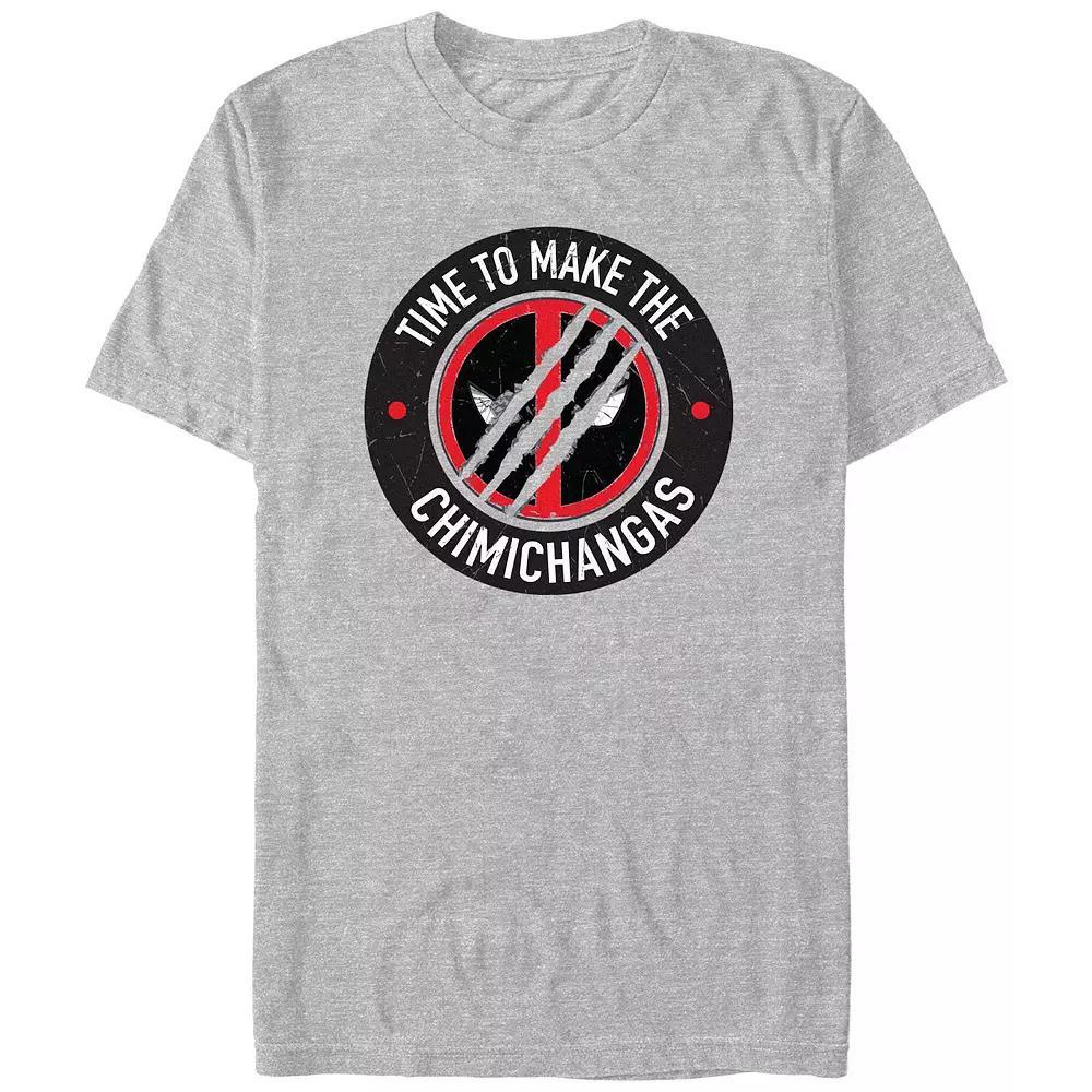Men's Deadpool And Wolverine Chimichangas Scratch Logo Graphic Tee, Size: Medium, Athletic Grey Product Image