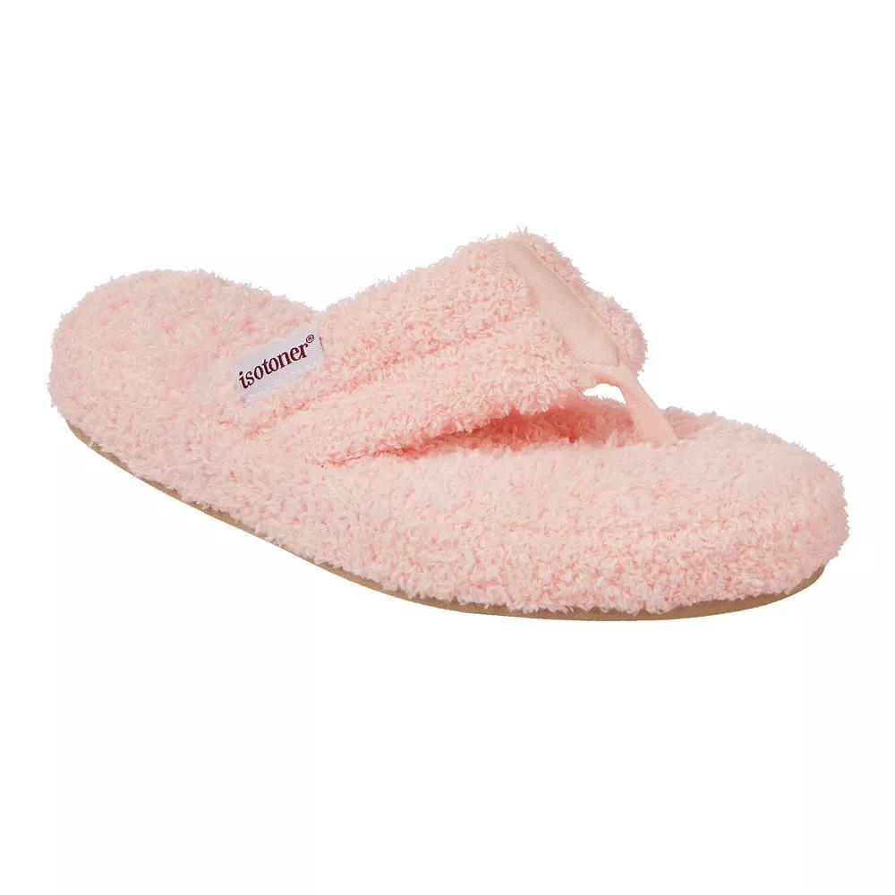 isotoner Joey Women's Soft Pile Thong Slippers, Size: Medium, Black Product Image