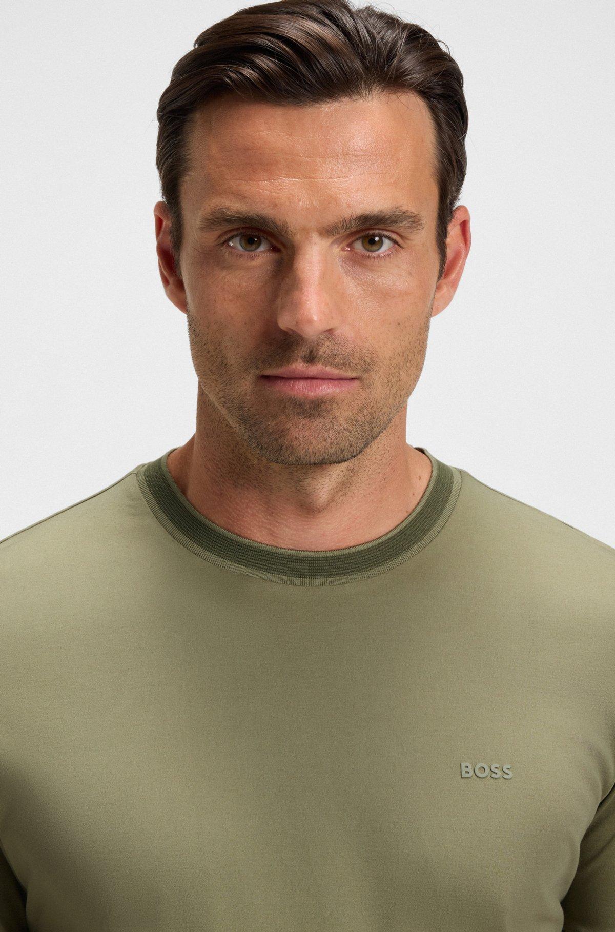 Mercerised-cotton slim-fit T-shirt with contrast trims Product Image