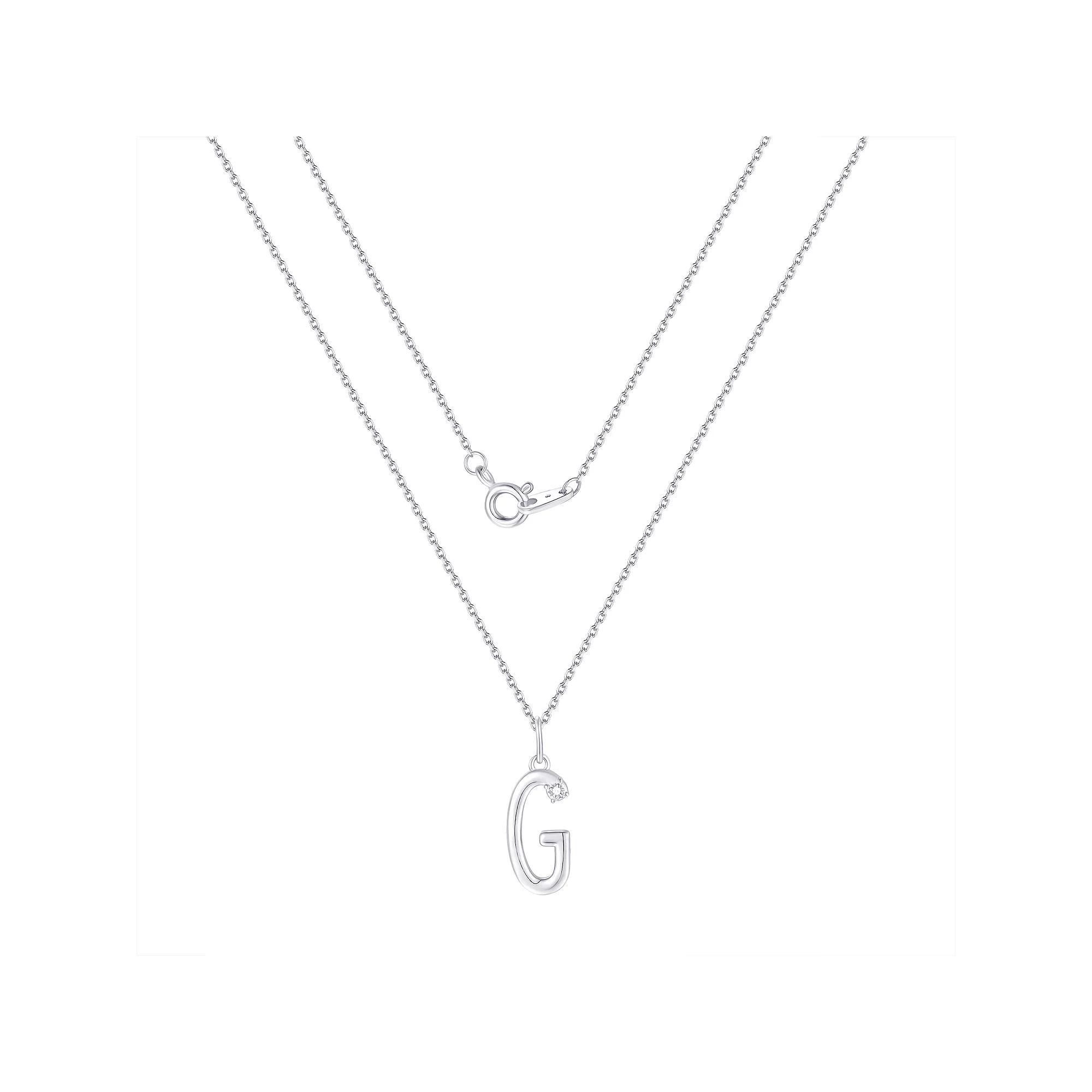 Forever Radiant Diamond Accent Initial Pendant Necklace, Women's, Size: 18", Silver Tone G Product Image