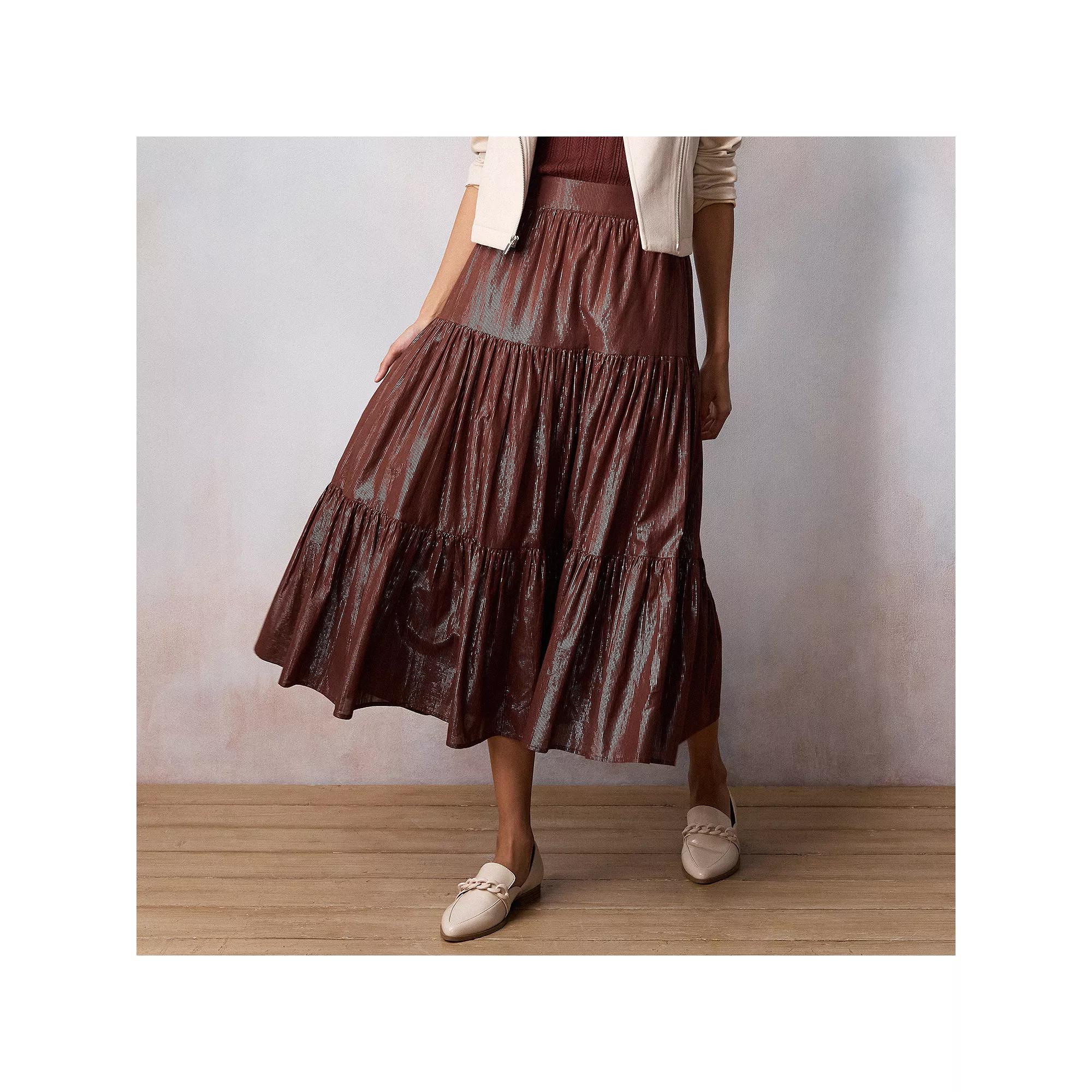 Women's LC Lauren Conrad Tiered Midi Skirt, Size: XS, Perry Brown Product Image