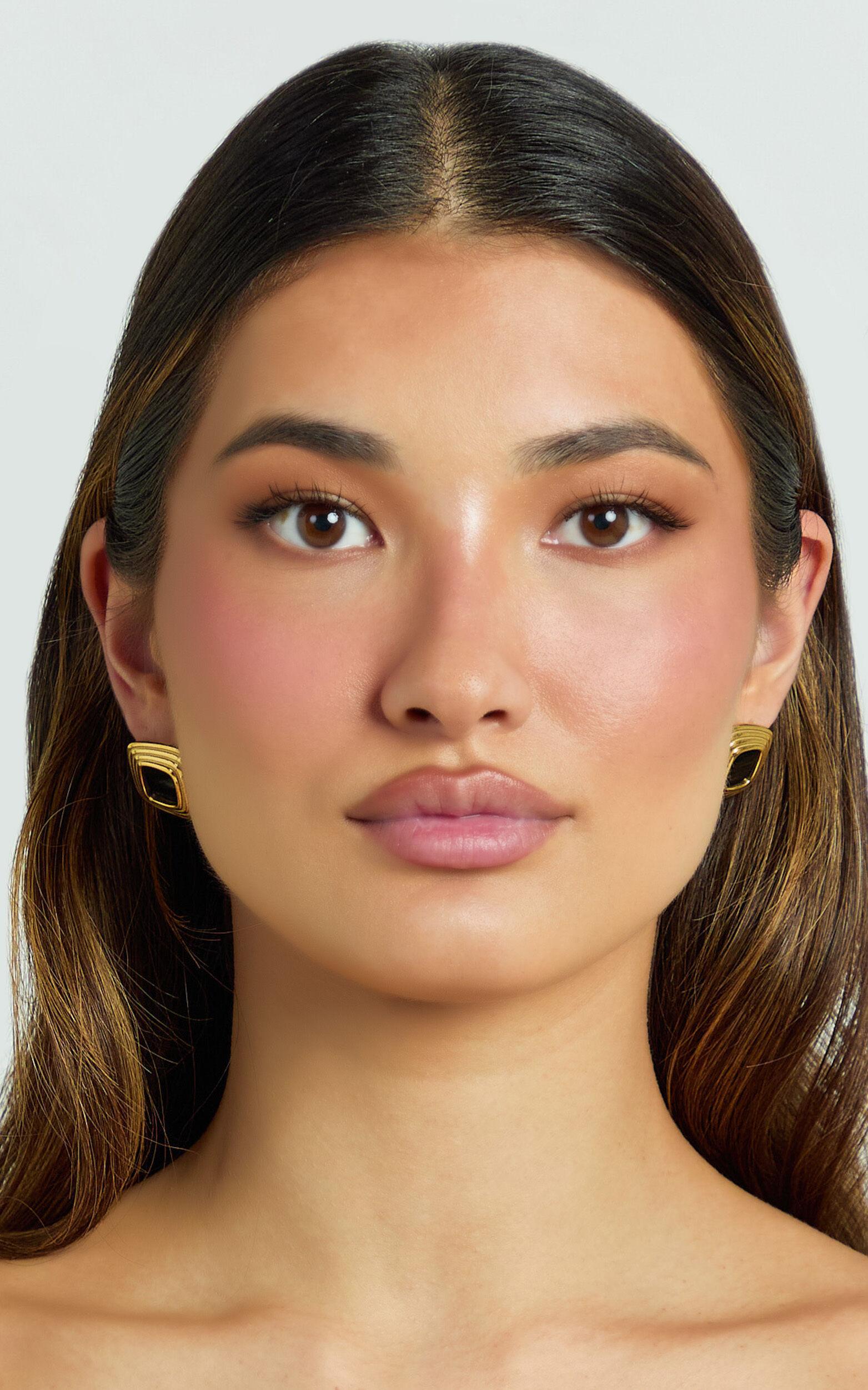 Gena Earrings - Square Stud Earrings in Gold Product Image