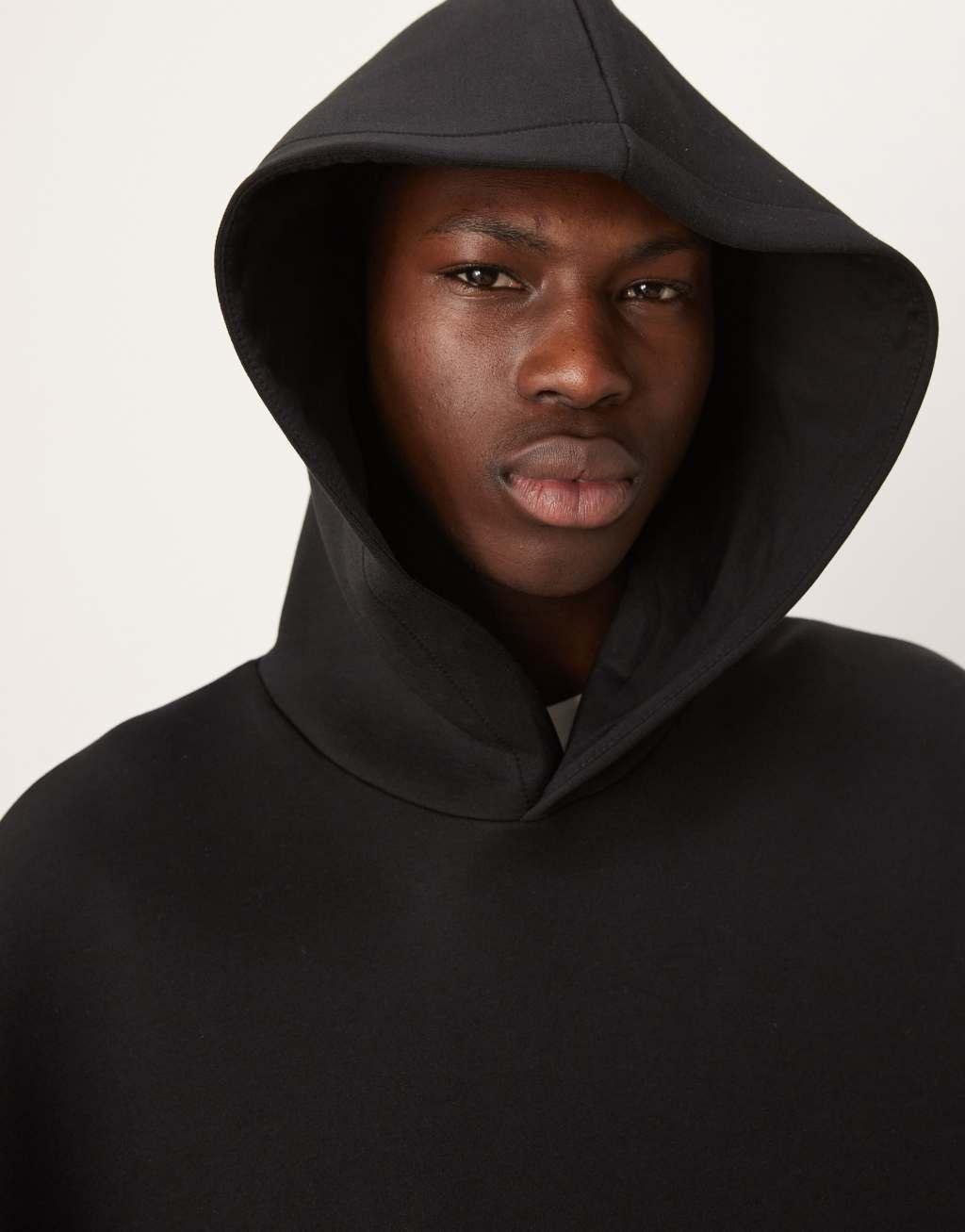 ASOS DESIGN oversized boxy heavyweight scuba hoodie in black Product Image