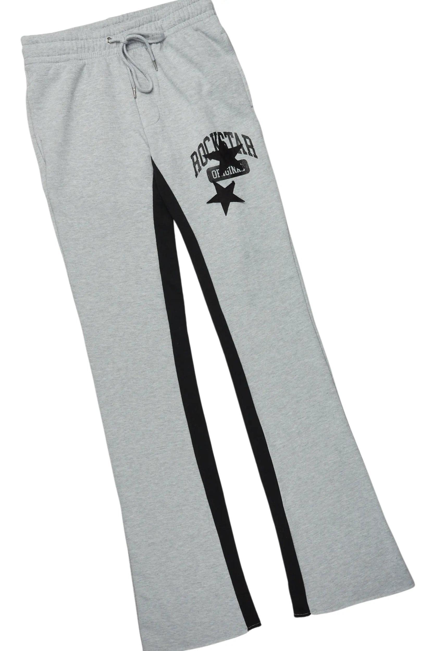 Mallor Heather Grey Baggy Stacked Hoodie Track Set Male Product Image