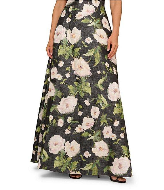Aidan Mattox Jacquard V-Neck Side Seam Pockets A-Line Ball Gown Product Image