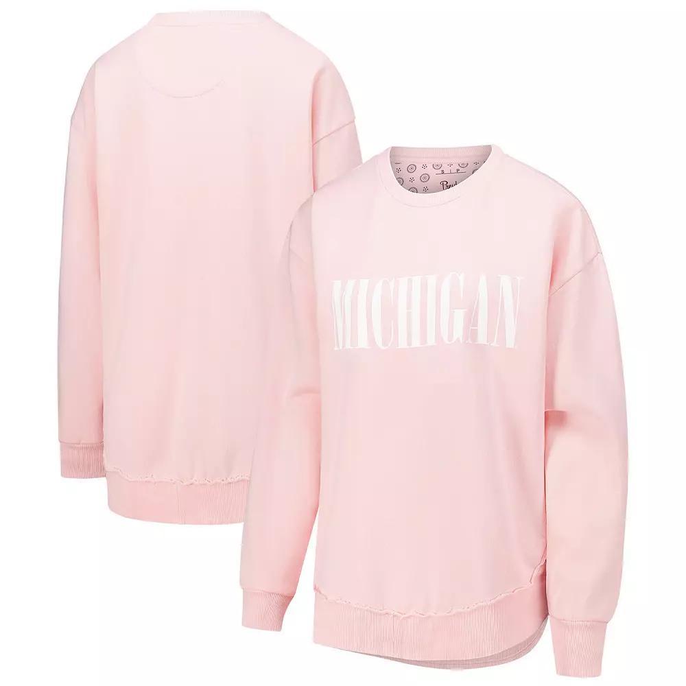 Women's Pressbox Light Pink Michigan Wolverines Poncho Fleece Pullover Sweatshirt, Size: Medium Product Image