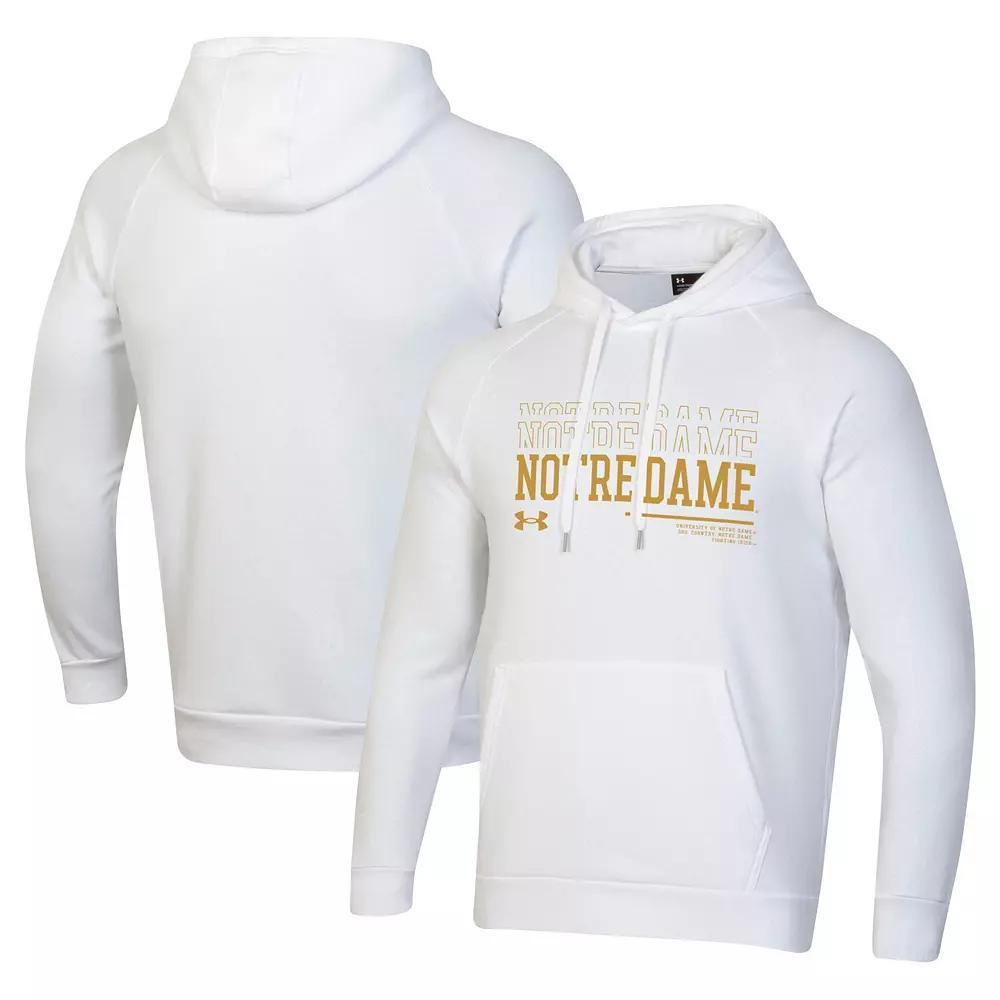 Men's Under Armour White Notre Dame Fighting Irish 2024 Sideline Wordmark Rival Pullover Hoodie, Size: Medium Product Image