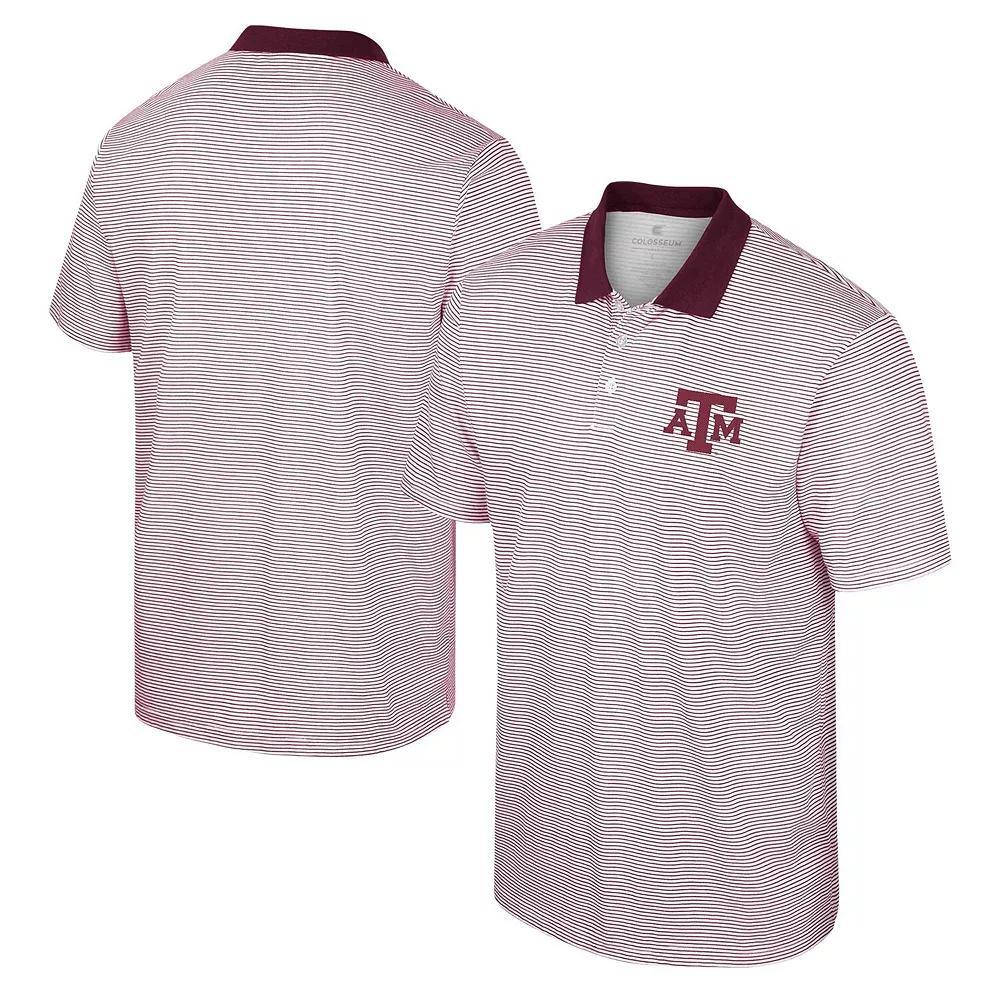 Men's Colosseum White/Maroon Texas A&M Aggies Print Stripe Polo, Size: XXL Product Image