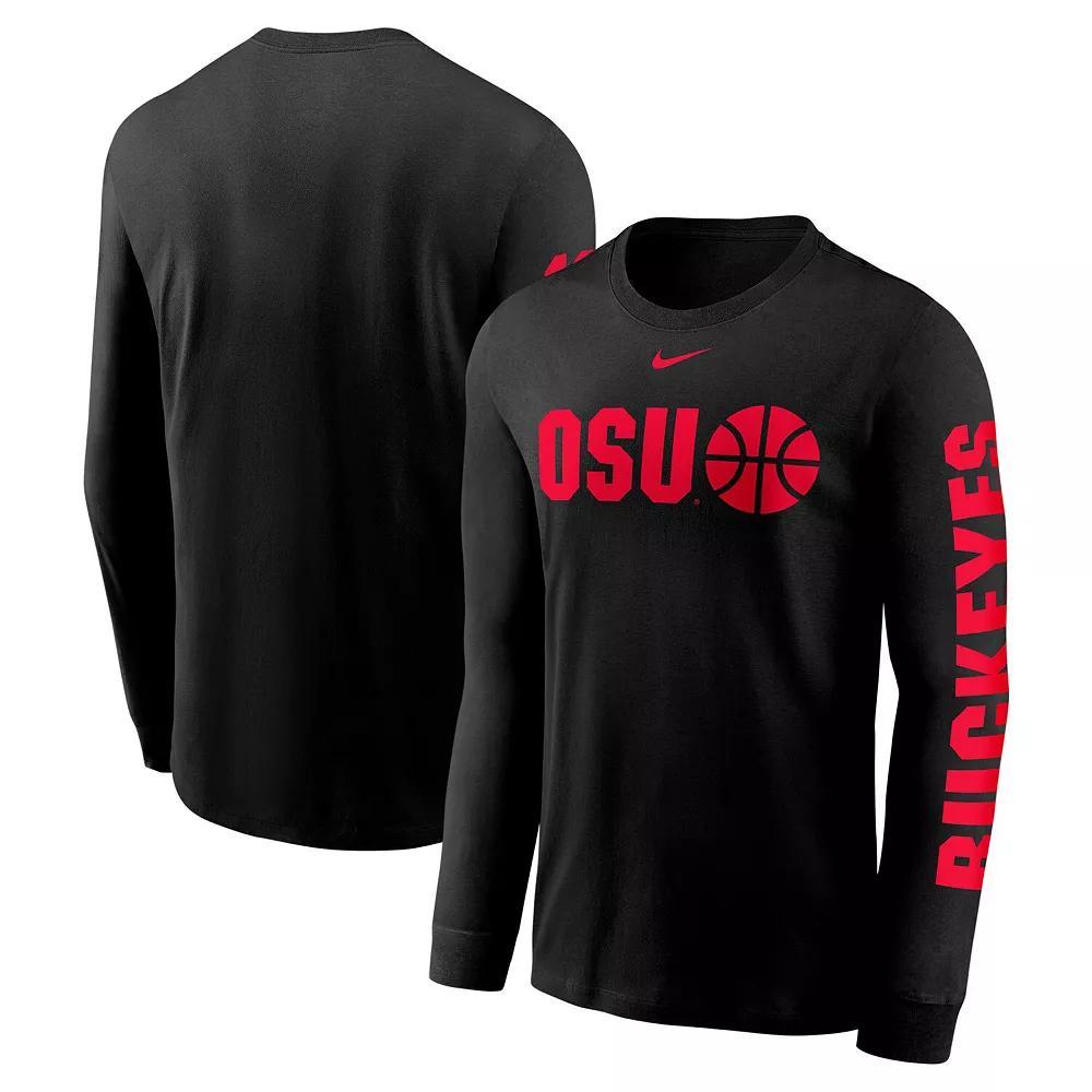 Men's Nike Black Ohio State Buckeyes Basketball Icon Two-Hit Long Sleeve T-Shirt, Size: Medium Product Image