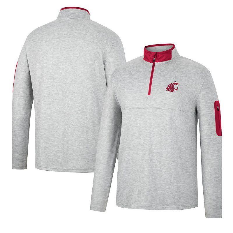 Men's Colosseum Heathered Gray/Crimson Washington State Cougars Country Club Windshirt Quarter-Zip Jacket, Size: 2XL, Wsc Grey Product Image