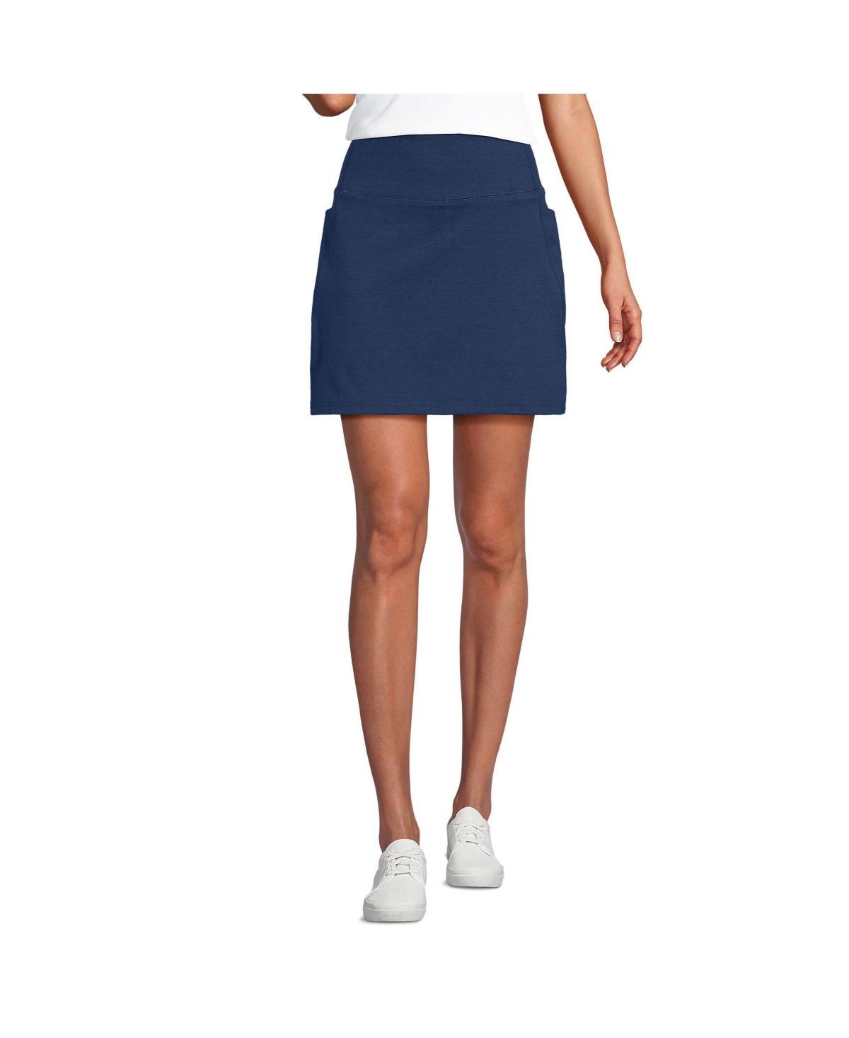 Women's Lands' End Active High-Impact High-Rise Flat Front Skort, Size: Medium, Black Product Image