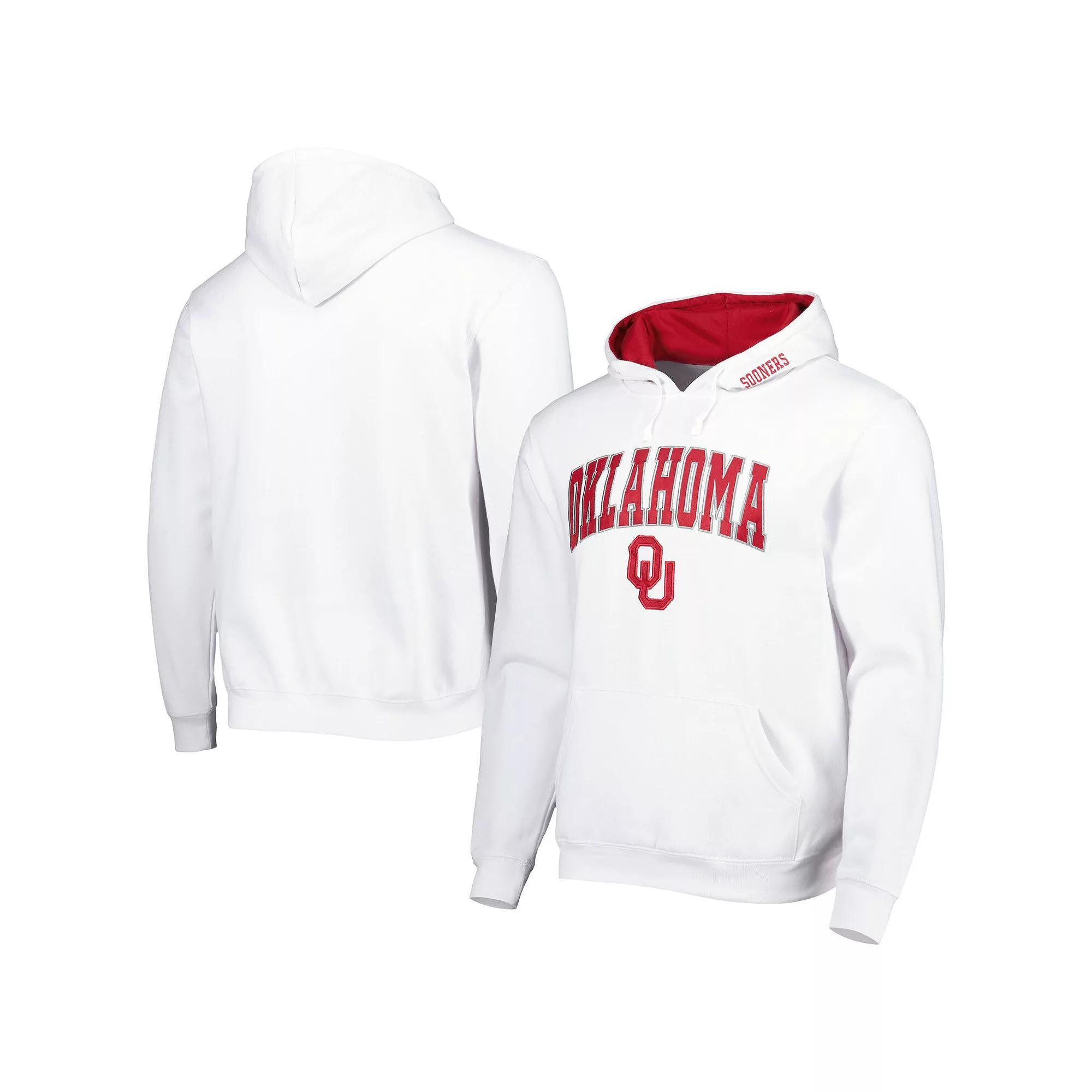 Men's Colosseum White Oklahoma Sooners Arch & Team Logo 3.0 Pullover Hoodie, Size: XL Product Image