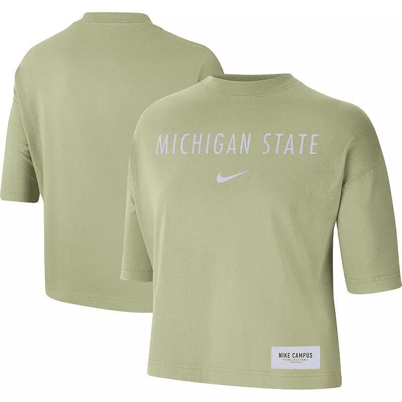 Women's Nike Olive Michigan State Spartans Earth Tones Washed Boxy T-Shirt, Size: Small, Team Product Image