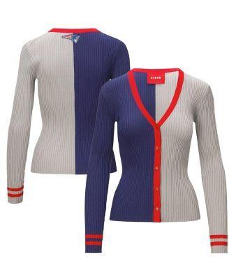 Women's STAUD Navy/Gray New England Patriots Cargo Sweater, Size: XL, Blue Product Image