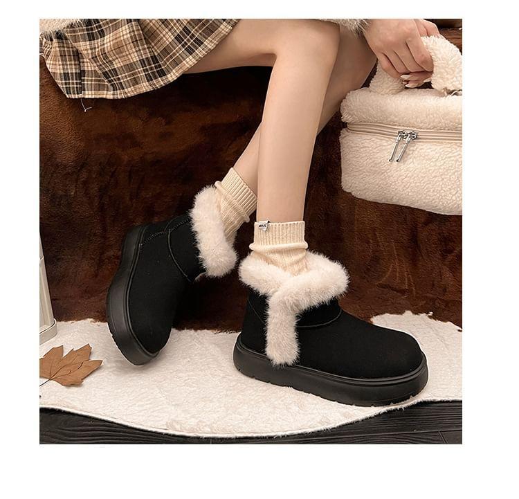 Fluffy Trim Platform Short Boots Product Image