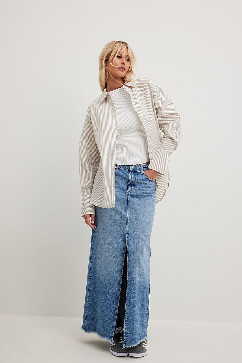 Denim Wide Maxi Skirt Product Image