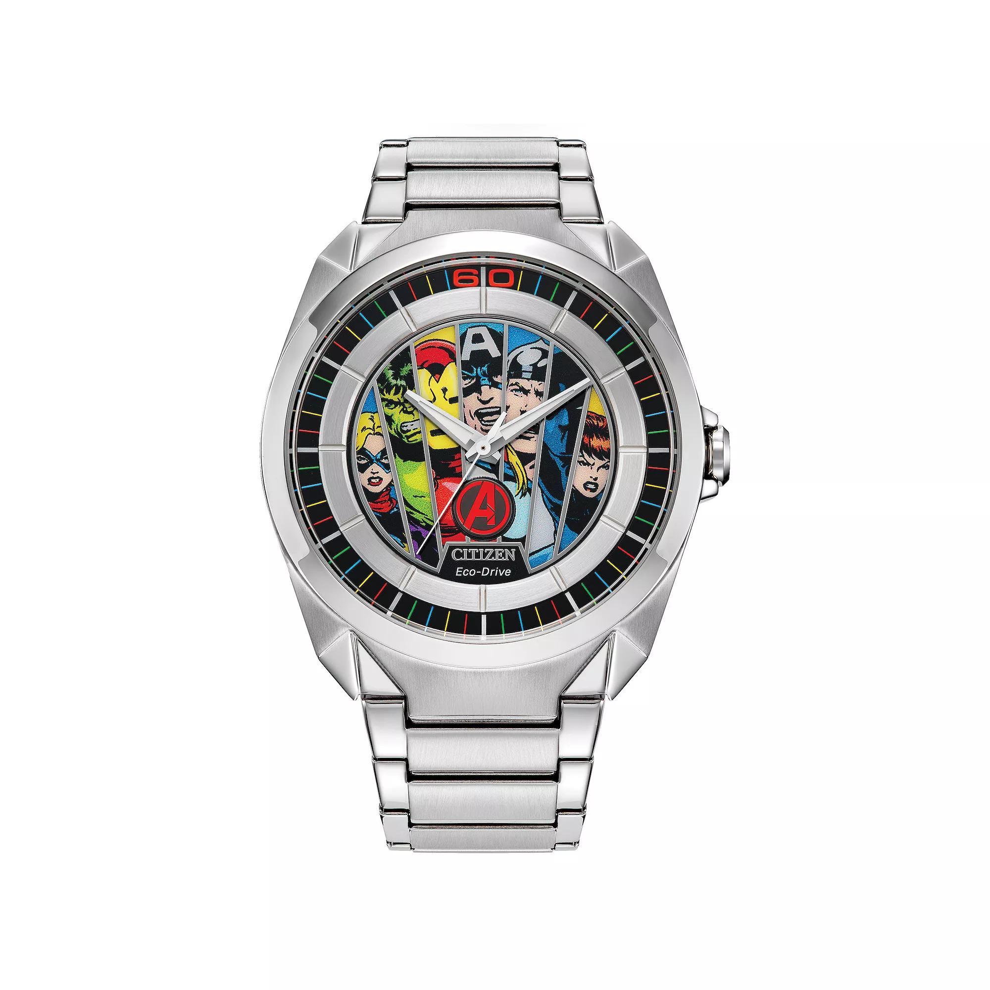 Citizen Mens Eco-Drive Marvel Avengers Stainless Steel Bracelet Watch & Pin Box Set - AW2080-64W Silver Product Image
