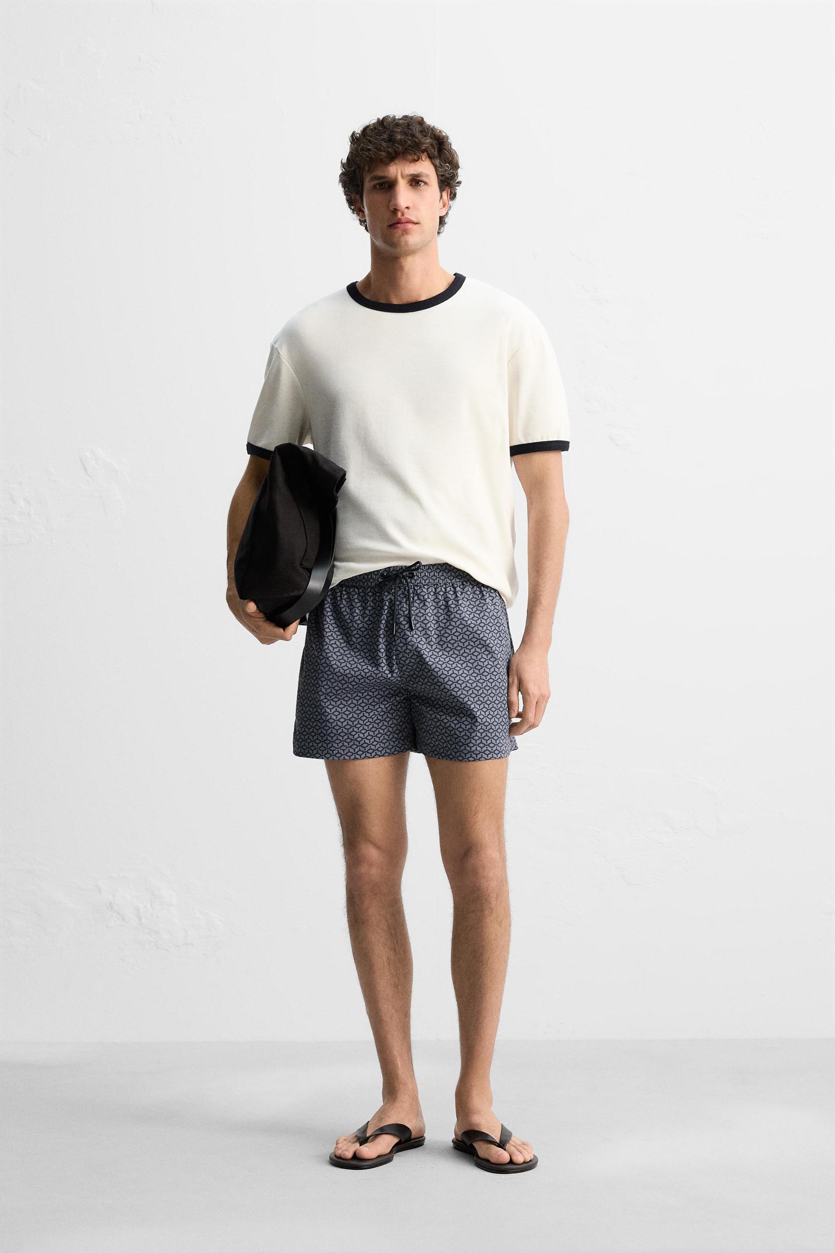 GEOMETRIC PRINT SHORT SWIMMING TRUNKS Product Image