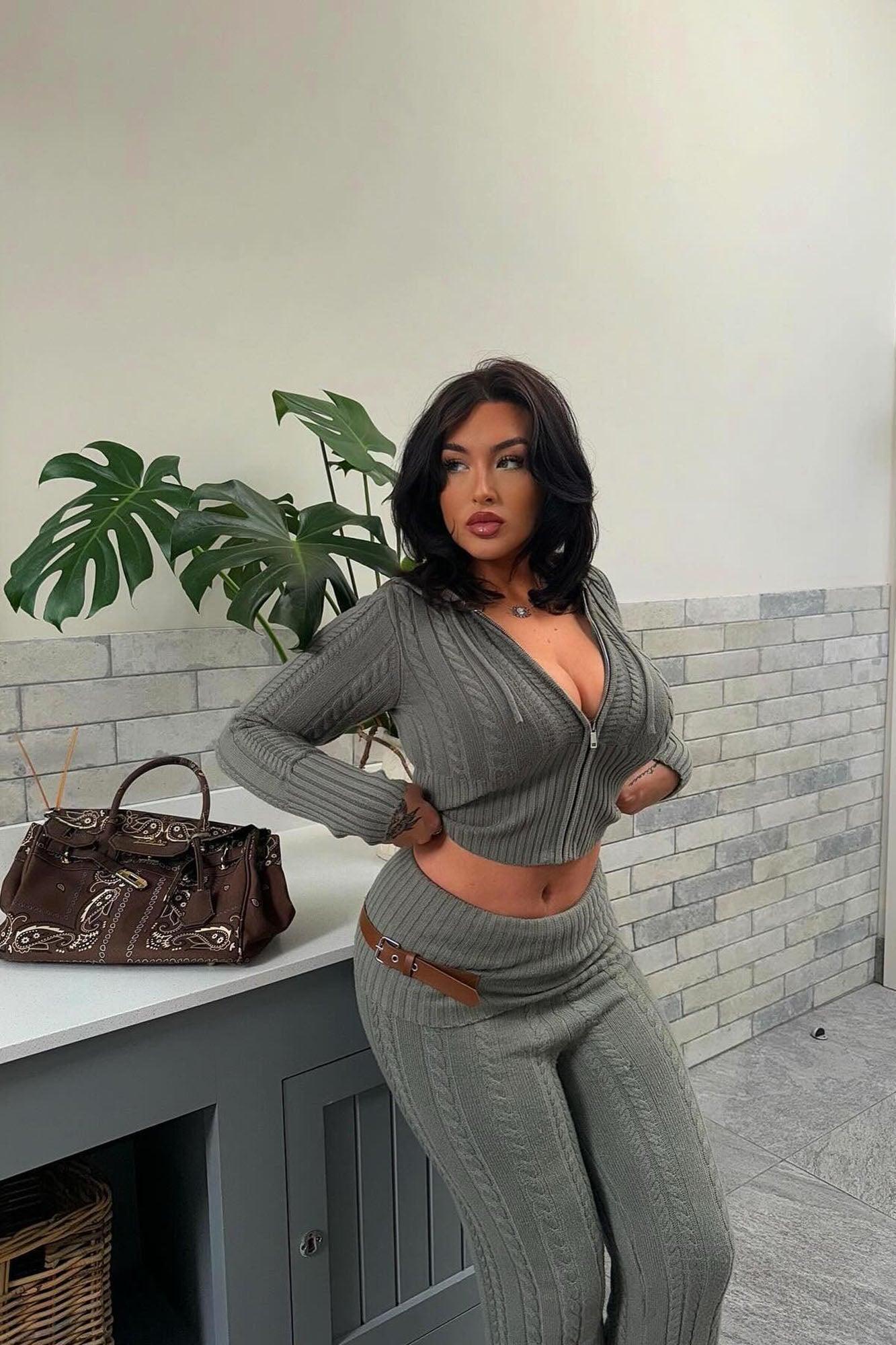 Weekend Flirt Sweater Pant Set - Olive Product Image