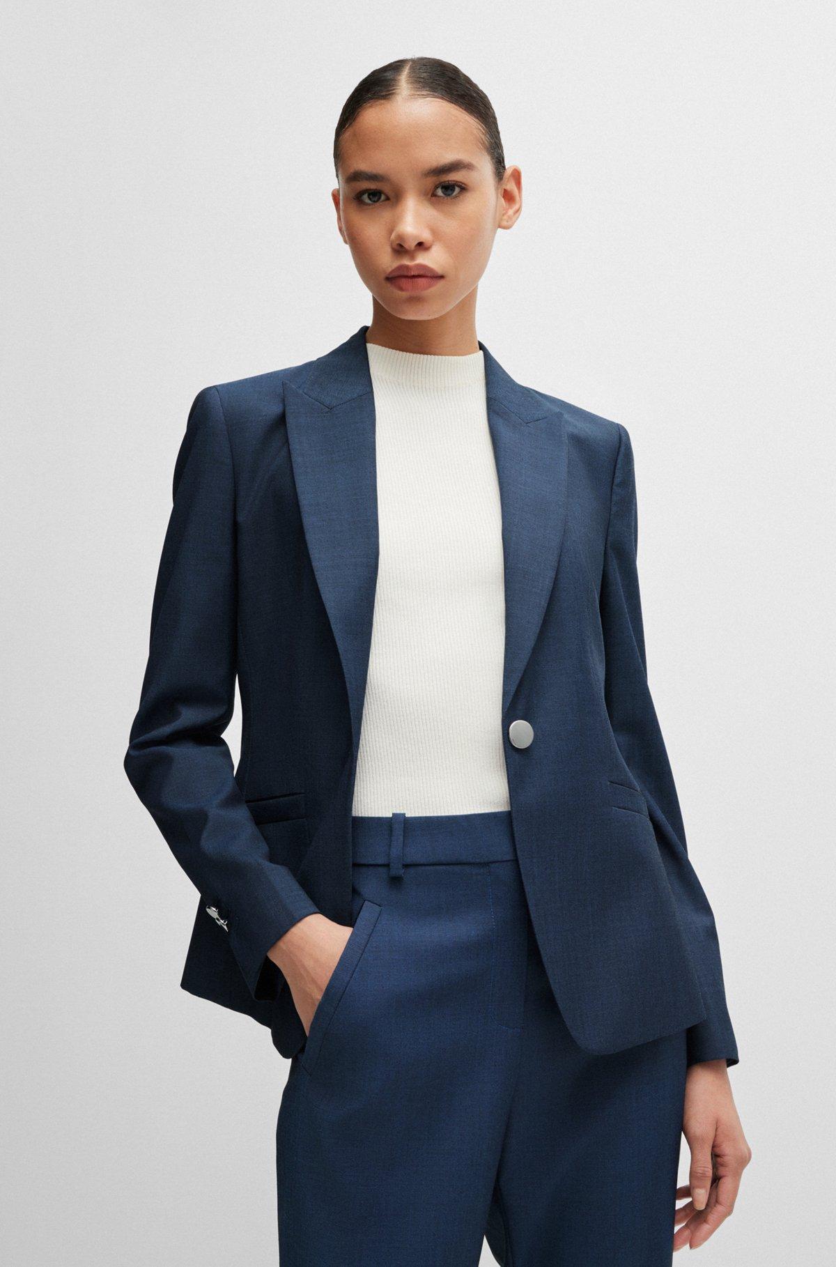 Slim-fit jacket in denim-effect wool twill Product Image