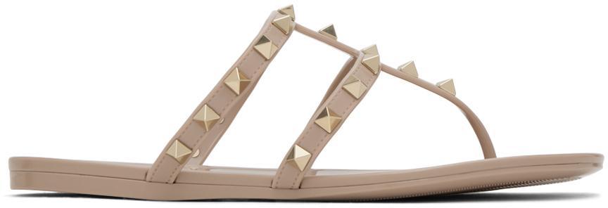VALENTINO GARAVANI Beige Rockstud Sandals In Powder Product Image