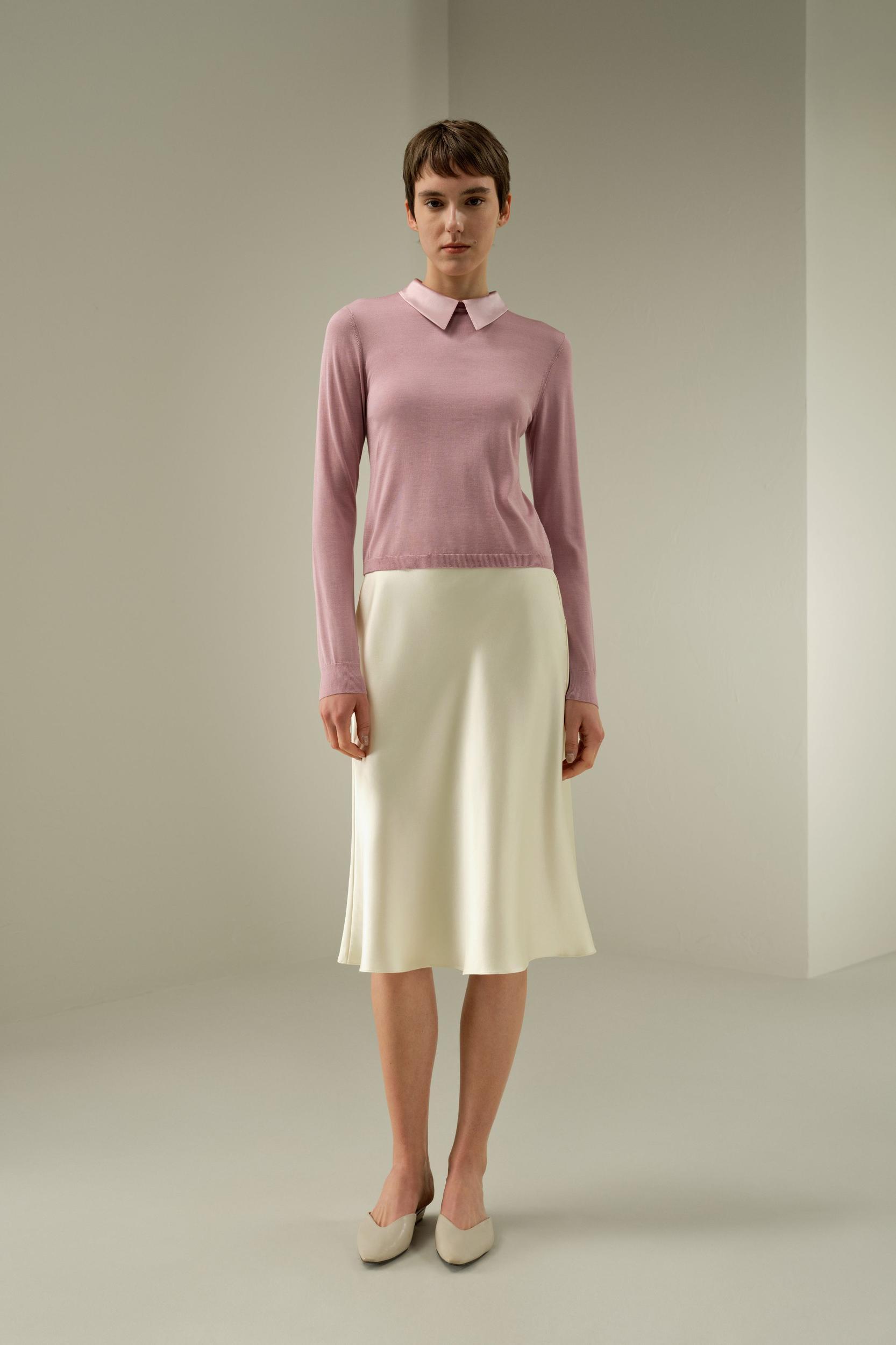 Elitist Silk Knitted Top with Collar Product Image