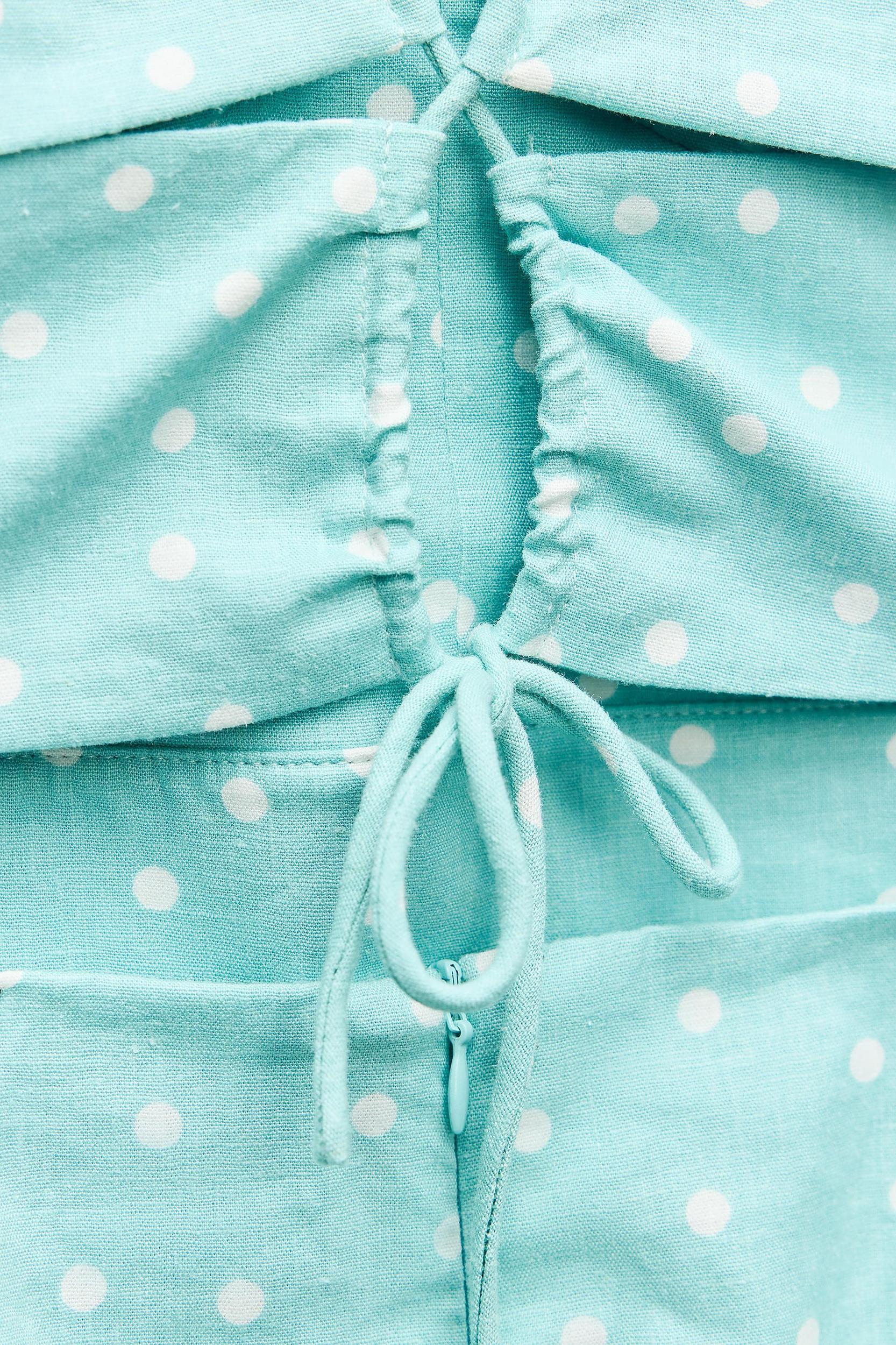 LINEN BLEND POLKA DOT MIDI DRESS Product Image