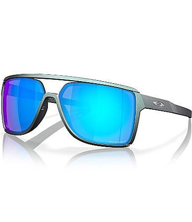 Oakley Mens OO9147 Castel 63mm Rectangle Sunglasses - Matte Silver/Blue Prizm Sapphire Product Image