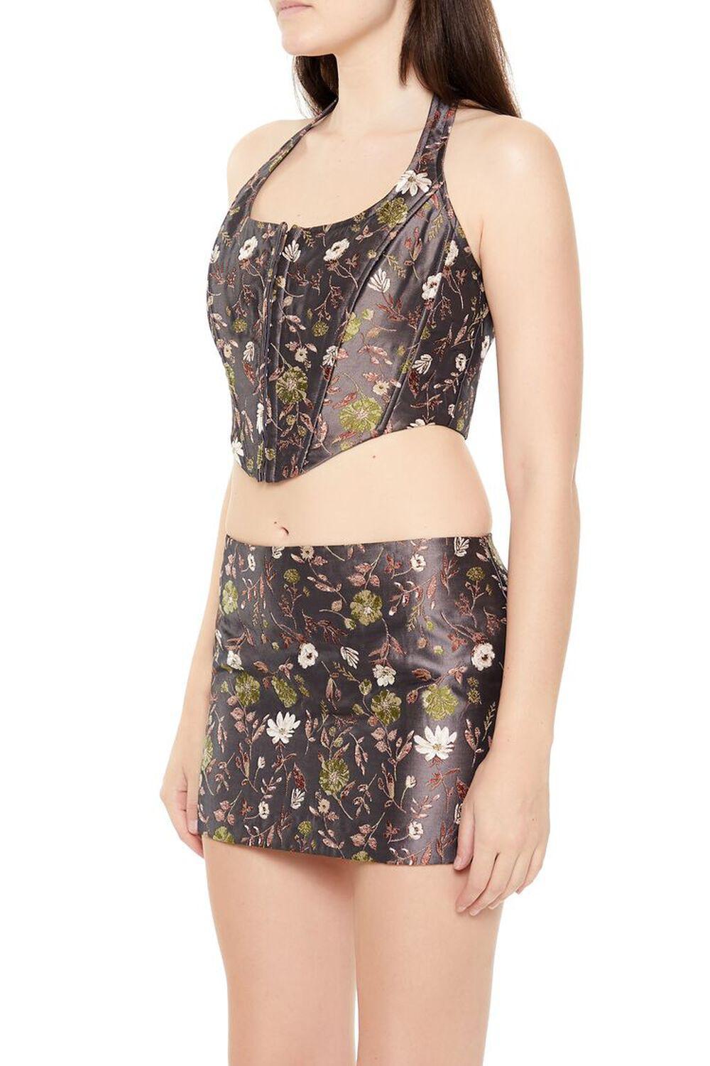 Jacquard Floral Halter Bustier Top | Forever 21 Product Image